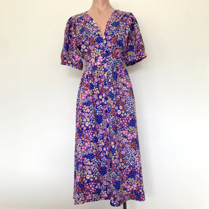 Melody Dress - Cluster Floral on Cobalt Blue