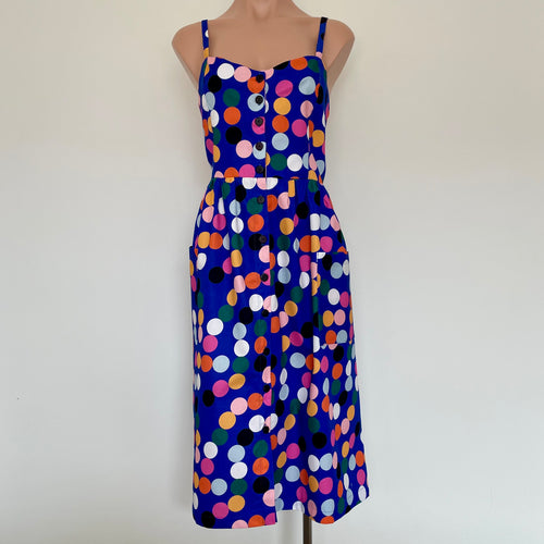 Odette Dress - Spots on Cobalt