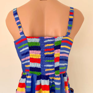 Odette Sun Dress - Multi Stripe Periwinkle
