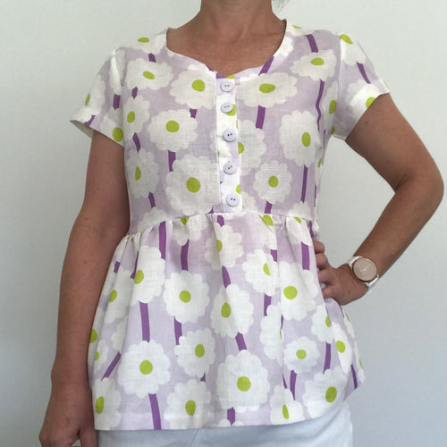 Libby Top - Lilac Minimalist Flowers