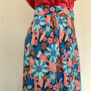 Ashlee Skirt - Cobalt Coral Floral