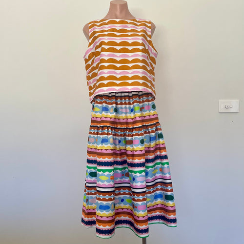Olinda top and skirt set - Colour Bomb Lines