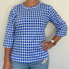 Load image into Gallery viewer, Lilly Tee 3/4 sleeve - Blue Squares