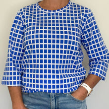 Load image into Gallery viewer, Lilly Tee 3/4 sleeve - Blue Squares