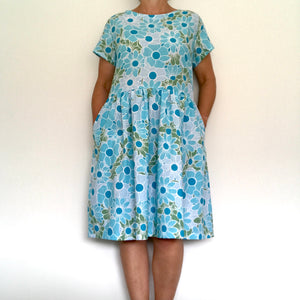 Zoe Dress - Big Blue Blooms