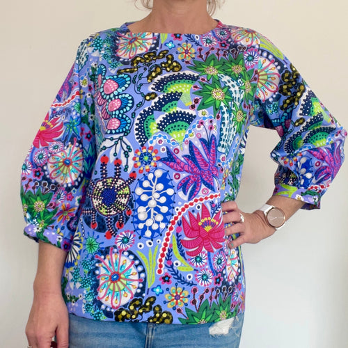 Evie top - Neon Sea (long sleeve)