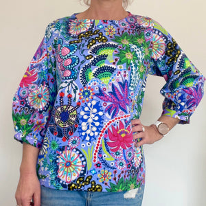 Evie top - Neon Sea (long sleeve)