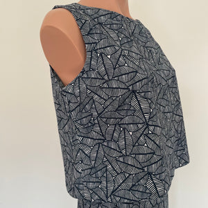 Olinda top - Navy Leaves