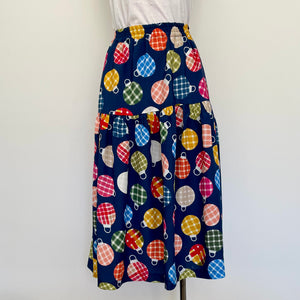 Tiered Skirt - Christmas Baubles Navy