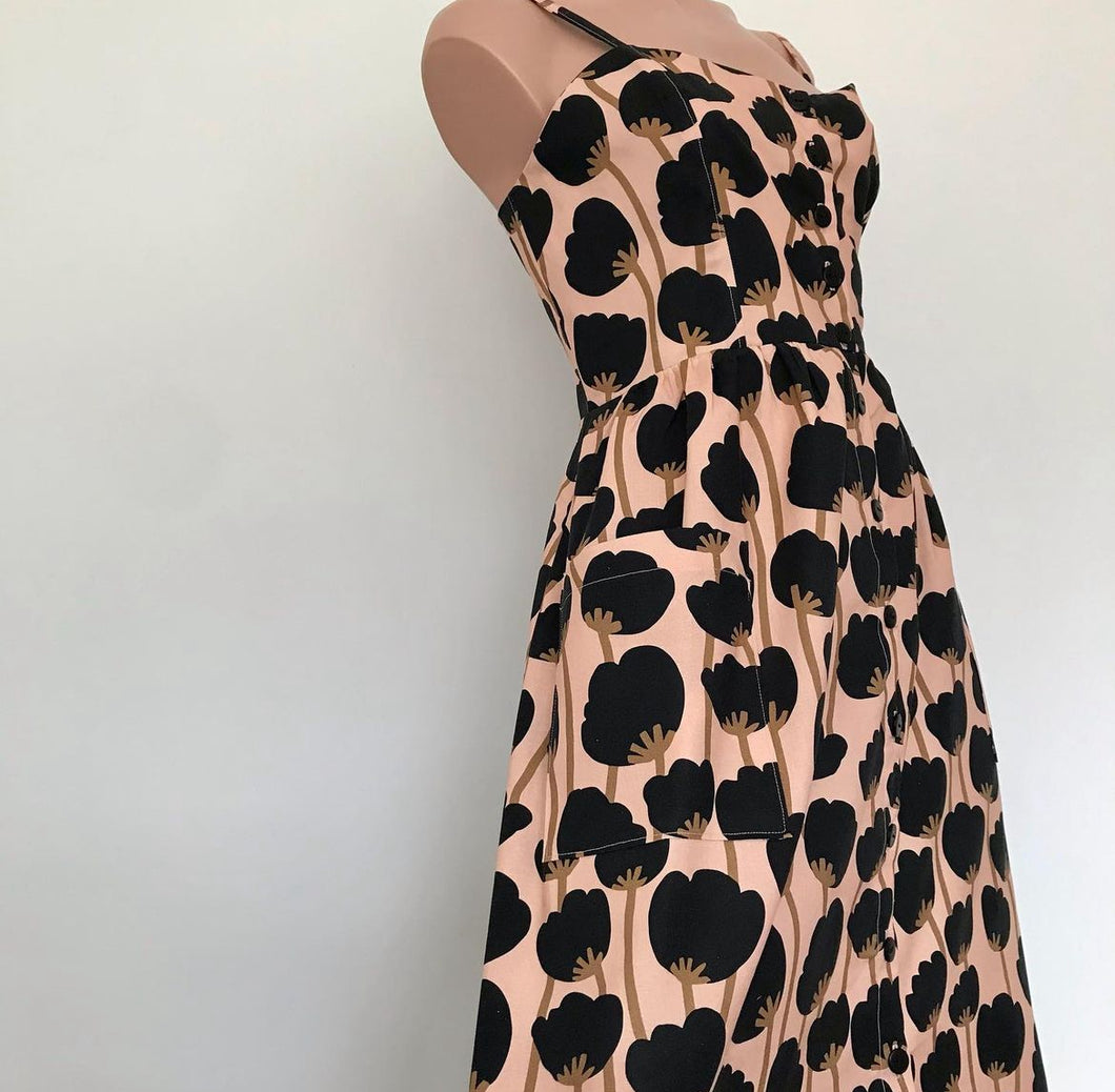 Odette Dress - Tulips Black