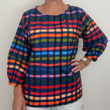 Load image into Gallery viewer, Evie top - Crossed Lines Navy