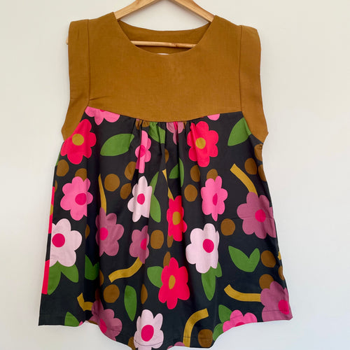 Alicia Top - Mustard and Dark floral