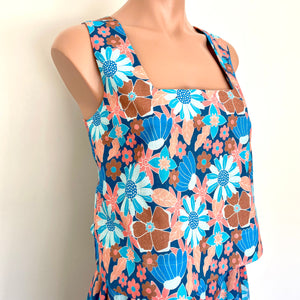 Bonnie Top - Cobalt Coral Floral