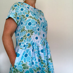 Zoe Dress - Big Blue Blooms