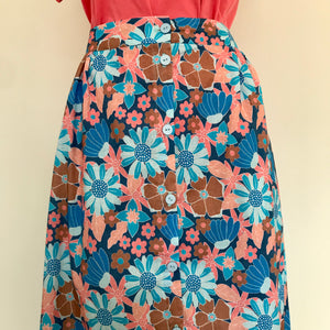 Ashlee Skirt - Cobalt Coral Floral