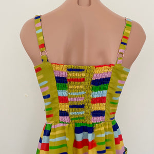 Odette Sun Dress - Multi Stripe Chartreuse
