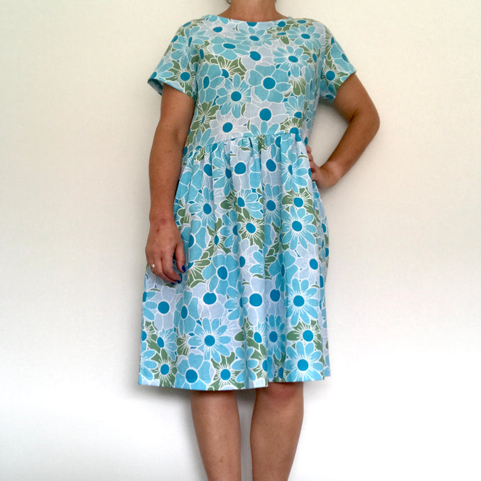 Zoe Dress - Big Blue Blooms