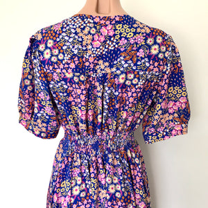 Melody Dress - Cluster Floral on Cobalt Blue