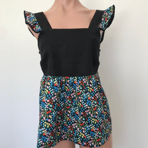 Molly Top - Tiny Garden Black