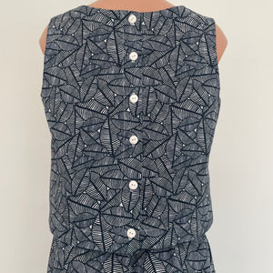 Olinda top - Navy Leaves