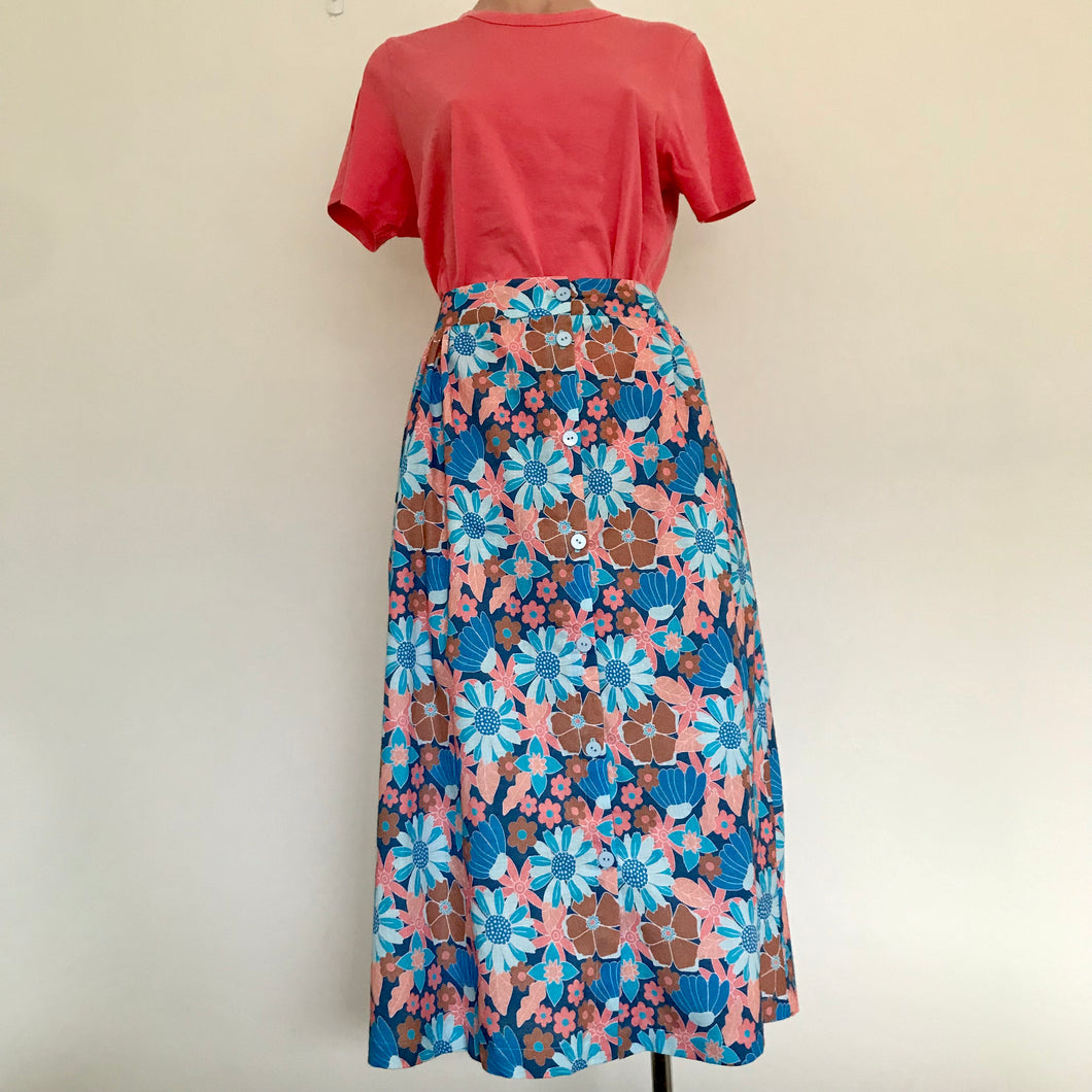 Ashlee Skirt - Cobalt Coral Floral