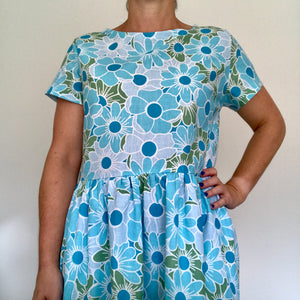 Zoe Dress - Big Blue Blooms