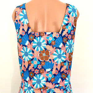 Bonnie Top - Cobalt Coral Floral