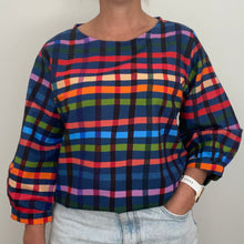 Load image into Gallery viewer, Evie top - Crossed Lines Navy